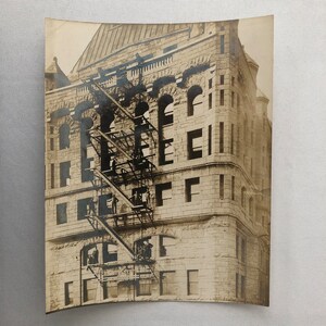 Vintage Building Photo Photograph Print Men on Fire Escape Antique Montreal ?