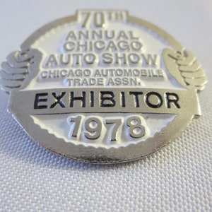 1978 Chicago Auto Show Exhibitor Pin Badge Button Automobile Trade Association image 2