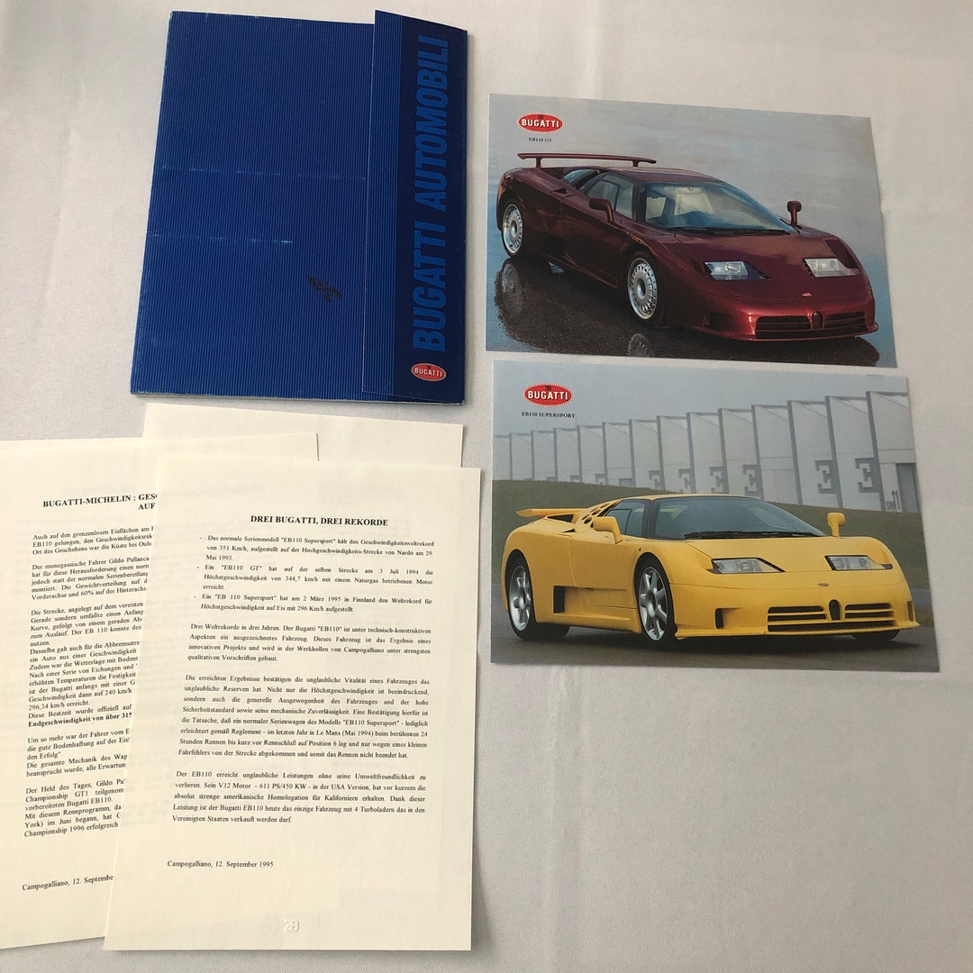 Bugatti Press Kit Brochure EB110 GT EB 110 Supersport German Text 