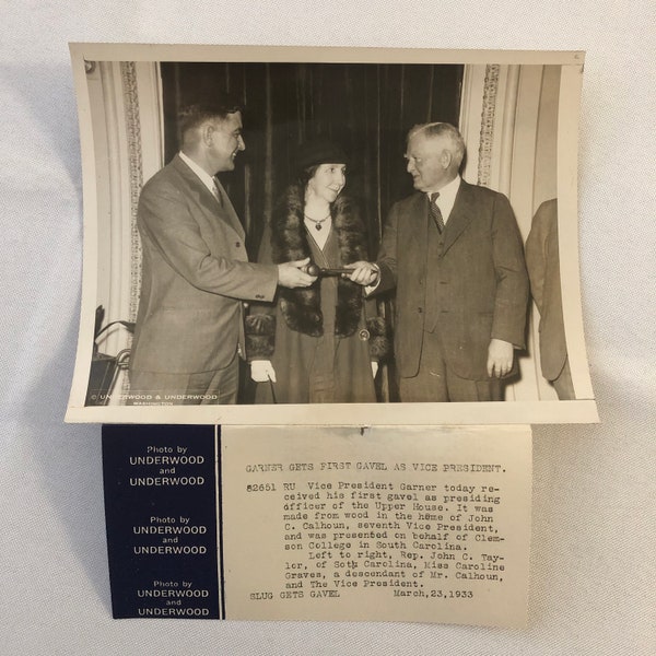 Fotografía de prensa Vicepresidente John Nance Garner Franklin Roosevelt 1933