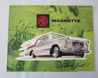 Vintage MG Magnette Mark III Sales Brochure Catalog Vintage Car Advertising