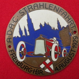1929 ADAC Strahlenfahrt Freiburg I BR Car Rally Racing Badge Emblem Award - Authentic