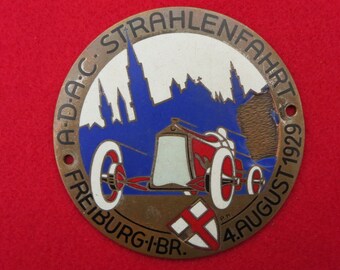 1929 ADAC Strahlenfahrt Fribourg je BR voiture rallye emblème badges - authentique