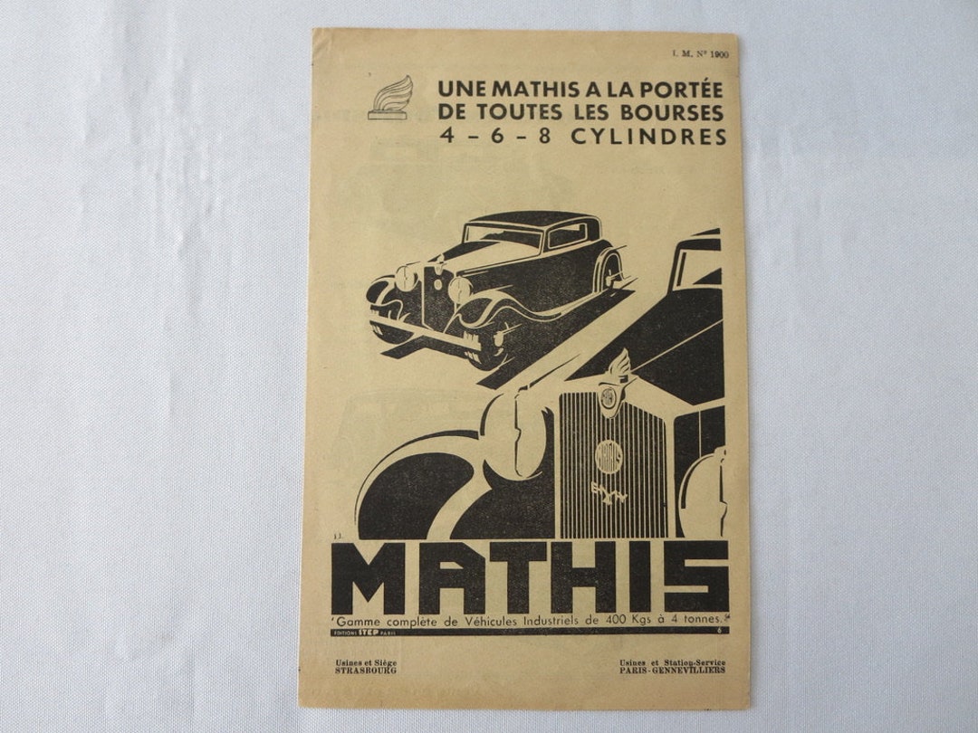 1933 Mathis Car and Truck Sales Brochure Catalog 4 6 8 Etsy