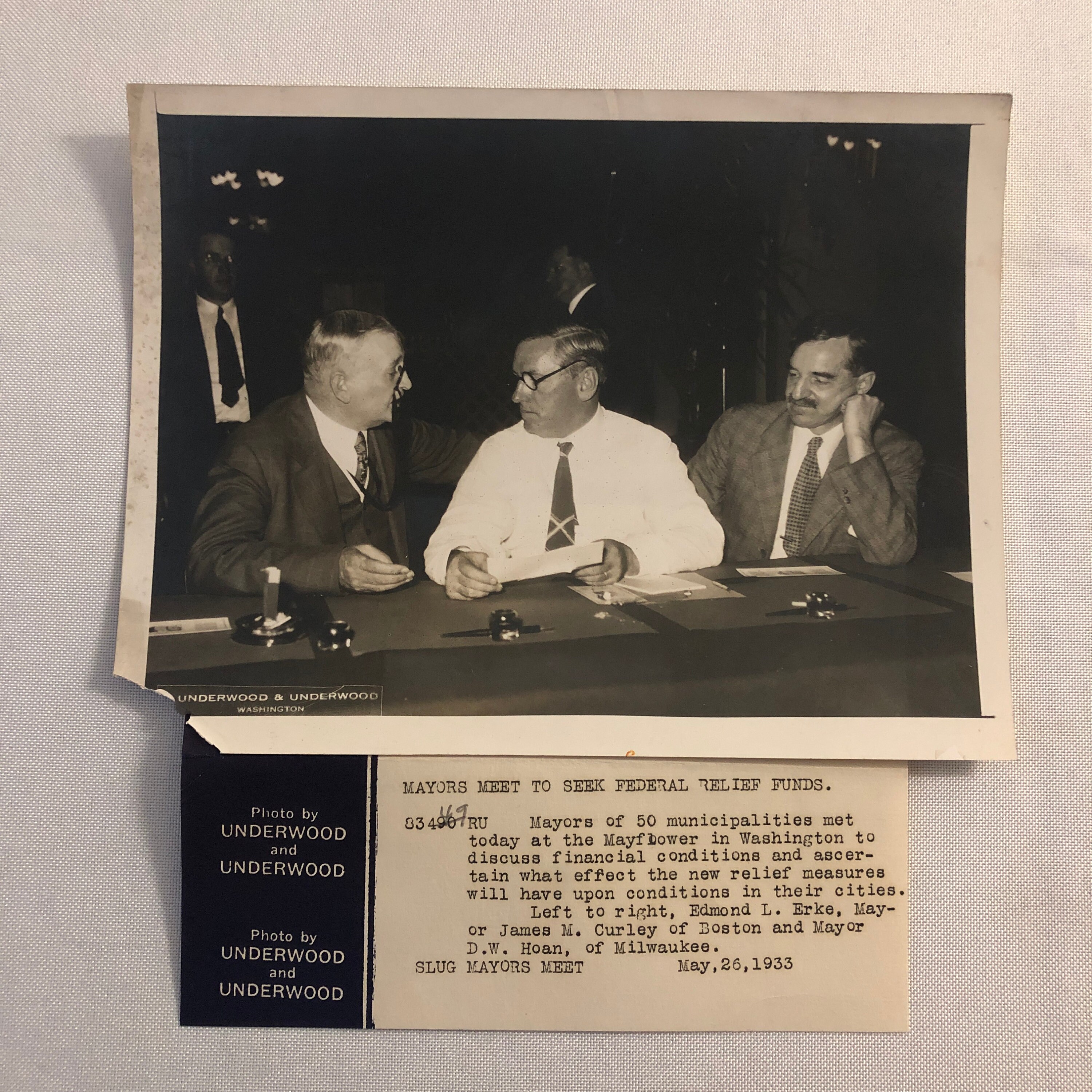 Press Photo Photograph Mayors Discuss Federal Relief Boston Milwaukee Underwood