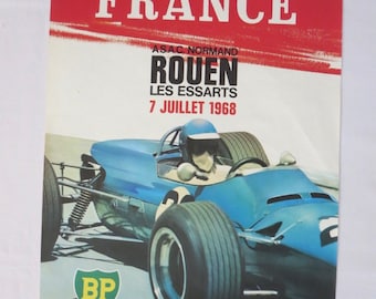 Poster Racing Rouen Les Essarts Grand Prix de France 1968 Race Event Vintage
