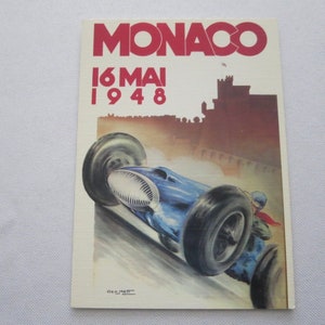 Cartão postal de carro de corrida de automóveis do Grande Prêmio de Mônaco de 1948 - Reprodução