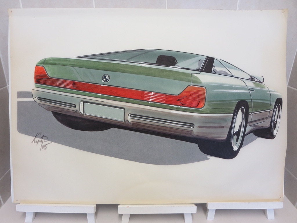 BMW E31 8 Series Pre-production Design Drawing Sketch Art