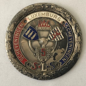 1956 Scheveningen Luxemburg Scheveningen SLS Rally Badge Emblem Award