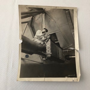 Photo Photograph Early Avaitor in Plane Refilling Antifreeze Aircraft