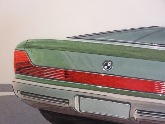 BMW E31 8 Series Pre-production Design Drawing Sketch Art