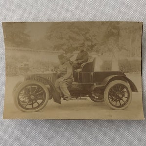 Antique Photo Photograph Print Men in Early Automobile Car Vehicle Italian ?