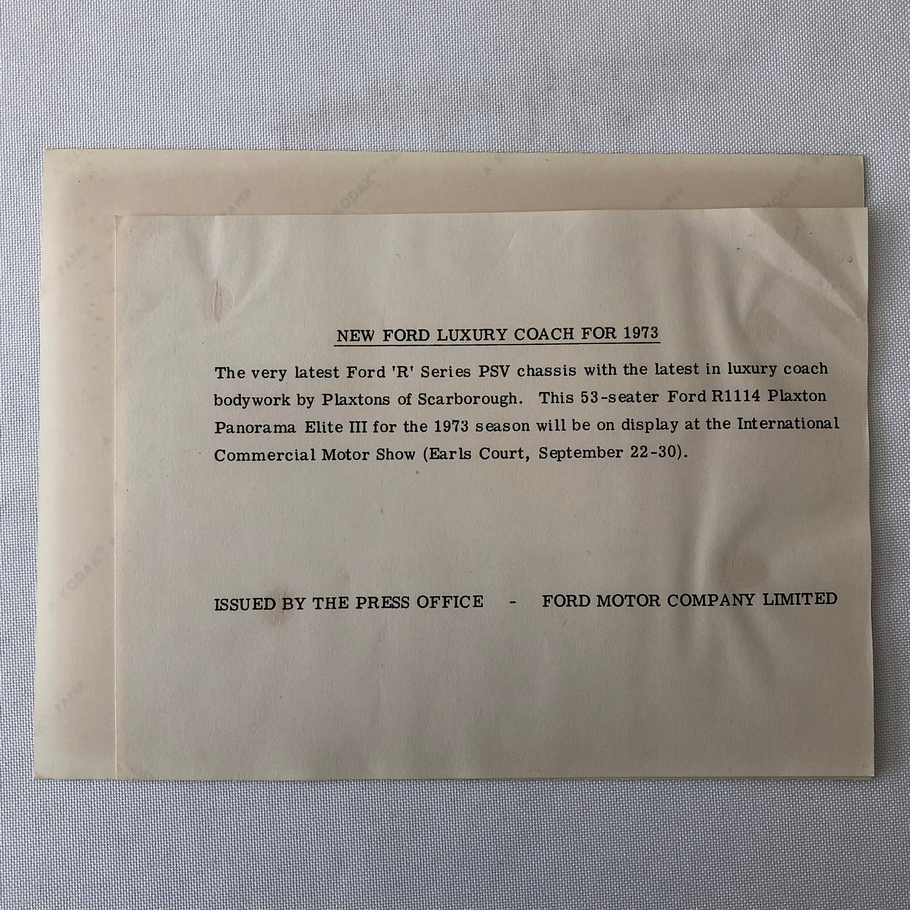 1973 Ford R Series Bus Factory Photo Photograph R1114 Plaxton | Etsy