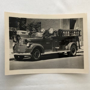 Vintage GMC Fire Truck Aparatus Photo Photograph Print 1945 Public Works
