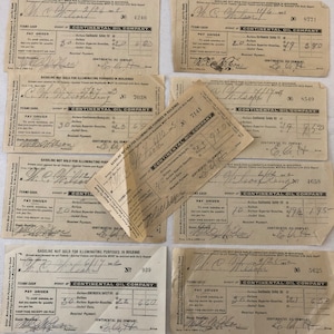 Continental Oil Company Recibo Documento Ephemera Lote de 9 1911 - 1914