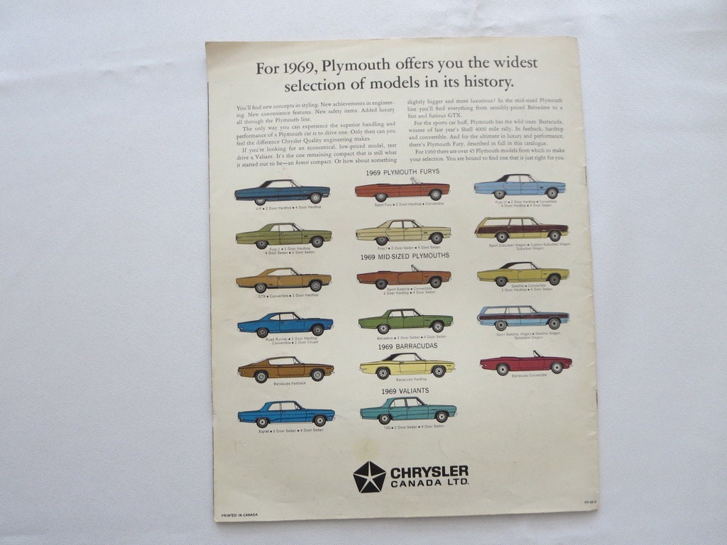 1969 Plymouth Fury Sales Brochure Catalog Vip Fury I Ii Iii Etsy 日本