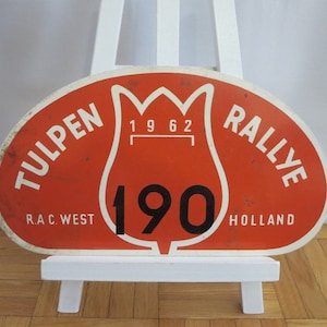 Vintage 1962 Tulpen Rallye Car Club Rally Plate Plaque Sign Metal #190 Authentic
