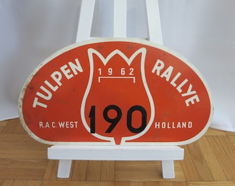 Vintage 1962 Tulpen Rallye Car Club Rally Plate Plaque Sign Metal #190 Authentic