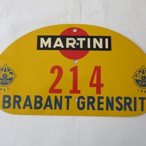 1967 RAC Zuid Brabant Grensrit Car Rally Rallye Participant Plate w/ Martini Ad