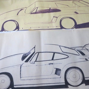 Vintage Kremer Racing Porsche 935 Design Sketch Drawing Art LOT OF 5 - NOTTRODT