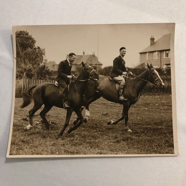 Press Photo Photograph Welterweight Boxer Jack Hood on Horse British 1933 Boxing