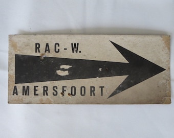 Vintage RAC West Amersfoort Car Rally Small Cardboard Directional Arrow Sign