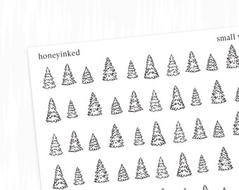 small winter trees, minimal planner stickers | christmas stickers, winter planner stickers, tree stickers