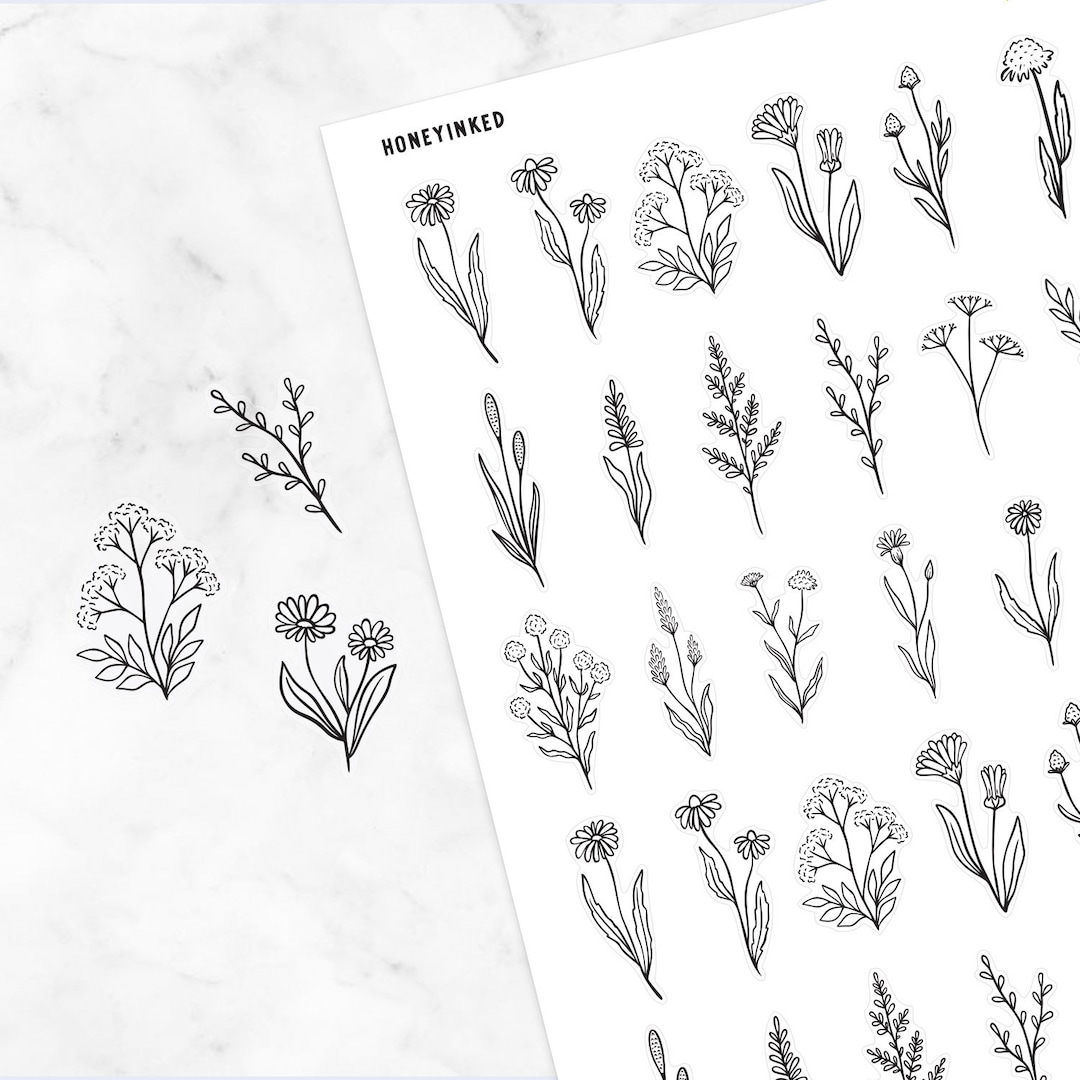 Wildflower Stickers Flower Stickers Spring Stickers Floral Stickers
