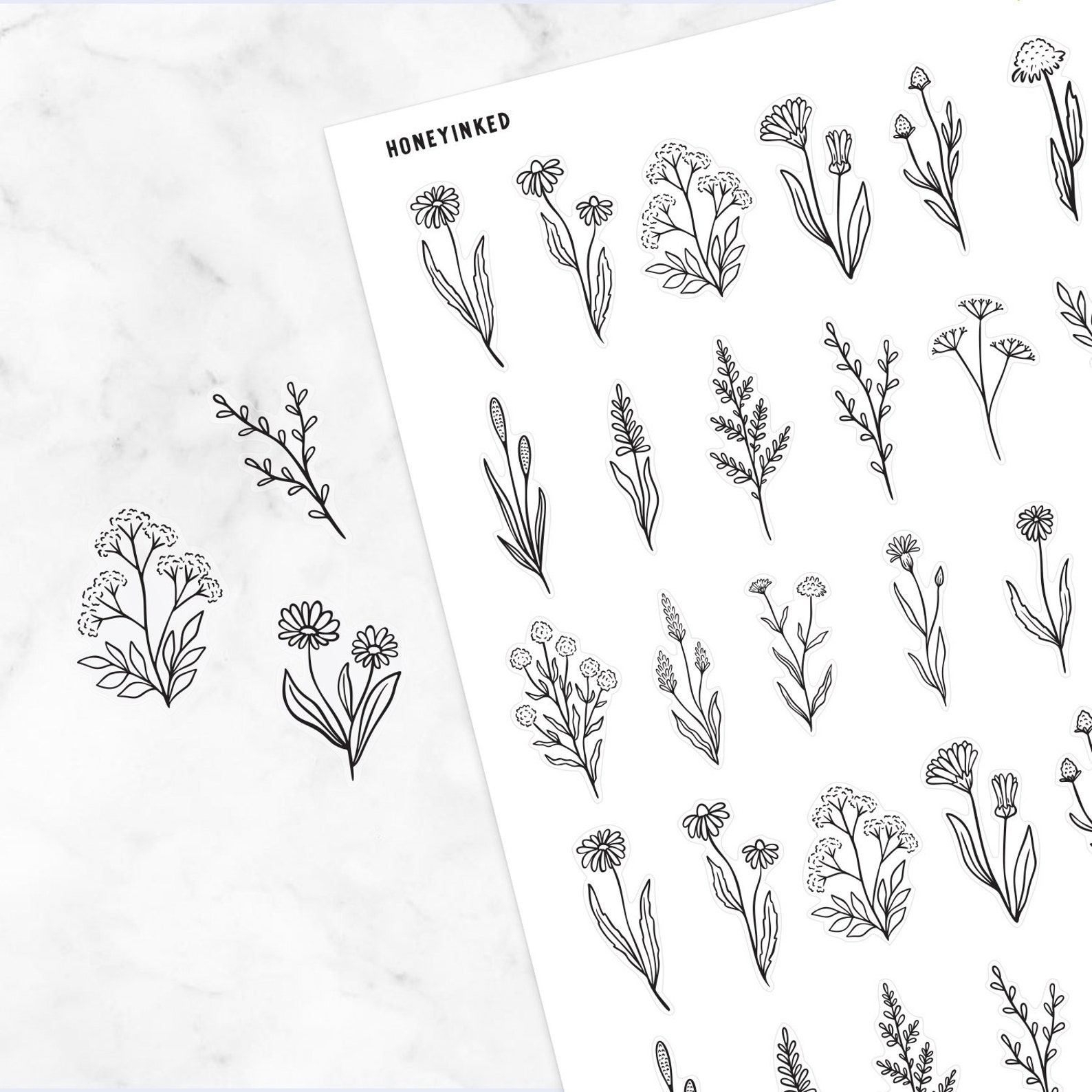 Wildflower Stickers Flower Stickers Spring Stickers Floral Etsy