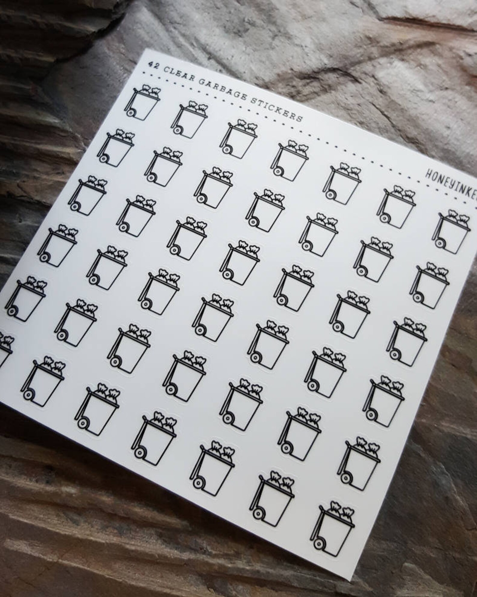 42 Garbage Planner Stickers Clear Trash Stickers Garbage Etsy