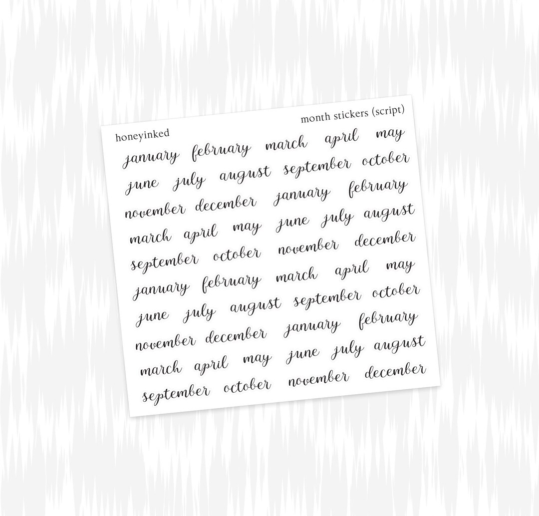Month Stickers script Minimal Planner Stickers Script Etsy