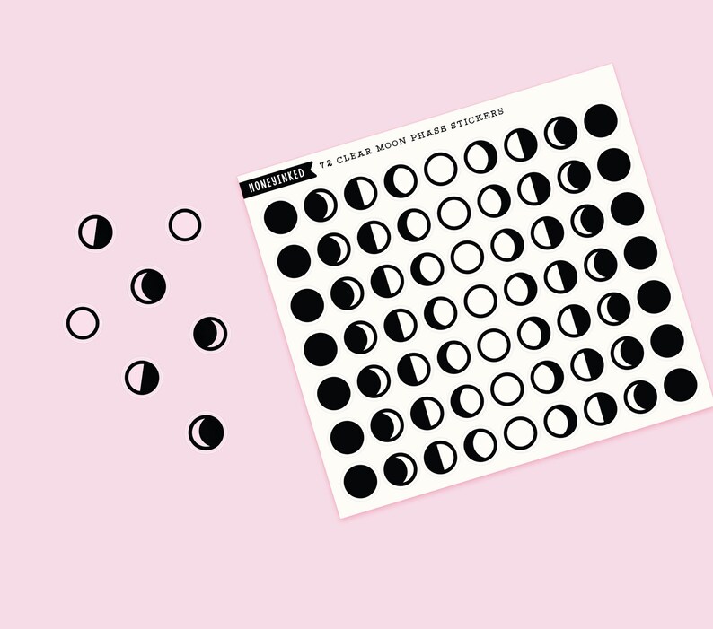 63 Moon Stickers Moon Phase Icon Planner Stickers Lunar | Etsy