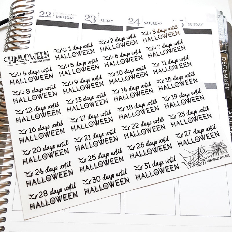 Halloween Countdown Stickers Halloween Planner Stickers Erin Etsy
