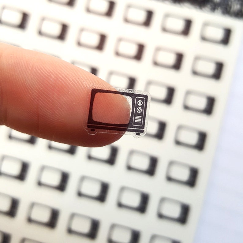 Clear Television Stickers Television Planner Stickers Day Etsy