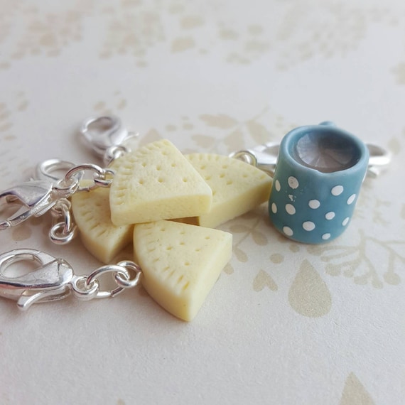 Novelty Polymer Clay Shortbread Inspired Biscuit Keyring//Bag Charm// Accessories