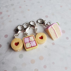 Cake stitch markers for knitting, novelty stitch markers, biscuit and cake themed knitting accessory, for knitting or crafts image 2