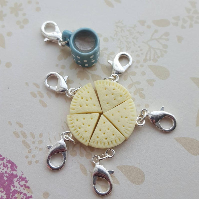 Novelty Polymer Clay Shortbread Inspired Biscuit Keyring//Bag Charm// Accessories
