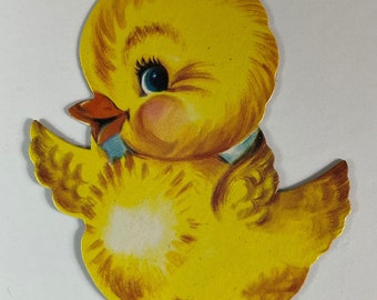 Sweet Little Baby Chick 1940s Unused Dennison Decorative Cardboard Decoration