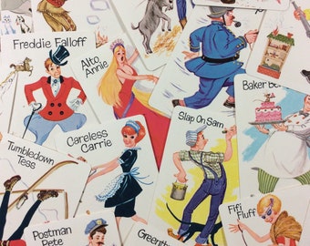 Random Lot of 3 Old Maid Children Vintage Whitman Playing Game Flash Cards