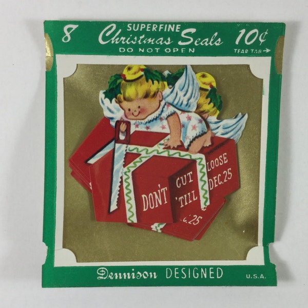 8 Cutting Loose Angels with a Saw Vintage 1940s Dennison Christmas Seals