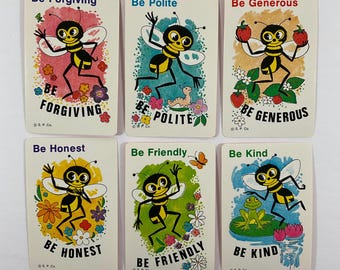 You Choose ..Be Forgiving Polite Generous Honest Friendly Kind Vintage 1980 Happy Day Buzzy Bee Playing Collecting Swap Trade Card