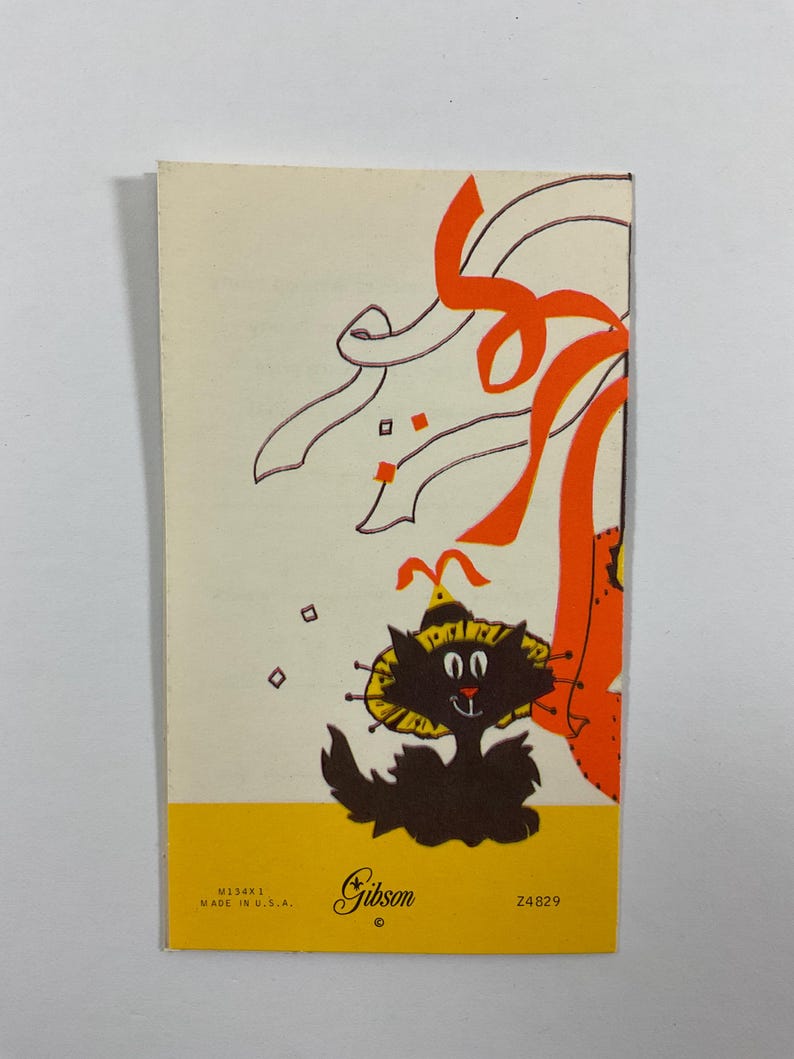 Party Hat JOL Pumpkin Vintage 1950s Unused Gibson Halloween Place Card ...