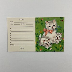 Playful White Kitty Cat Kittens Vintage 1940s Unused Bridge Tally Game Card Bild 2