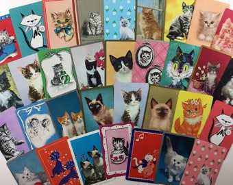 NOS Vintage playing cards white cat blue eyes