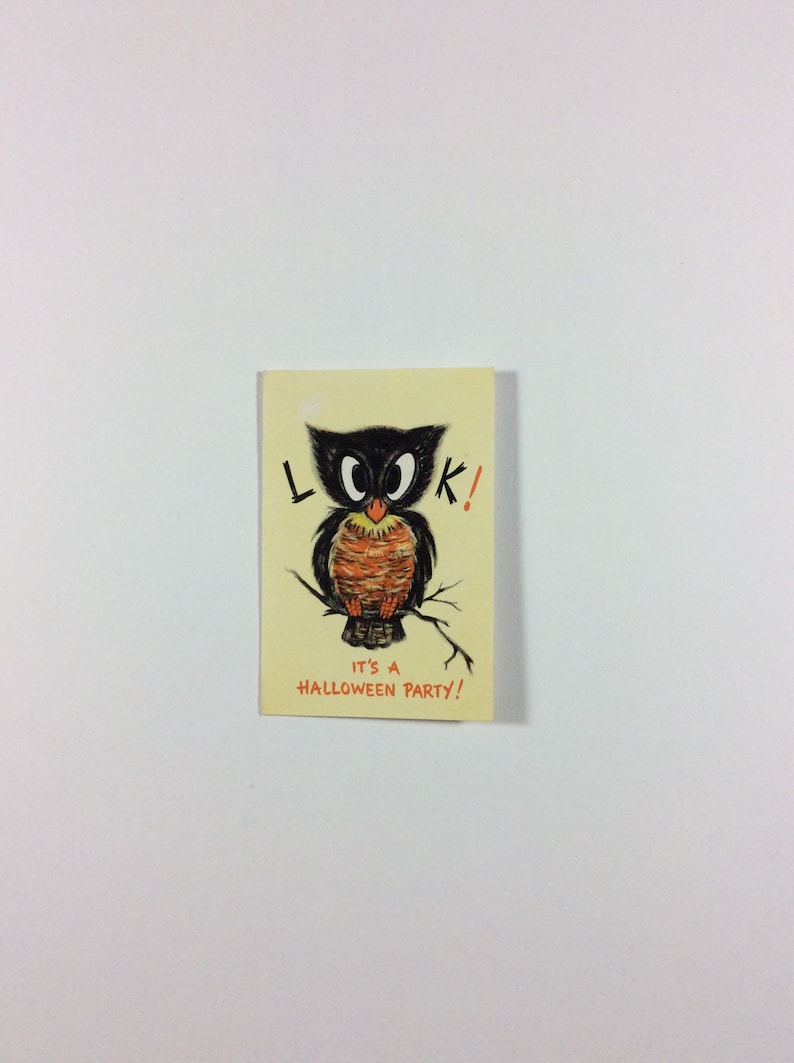 Halloween Look Owl Vintage 1950s Unused Hallmark Party Invitation ...