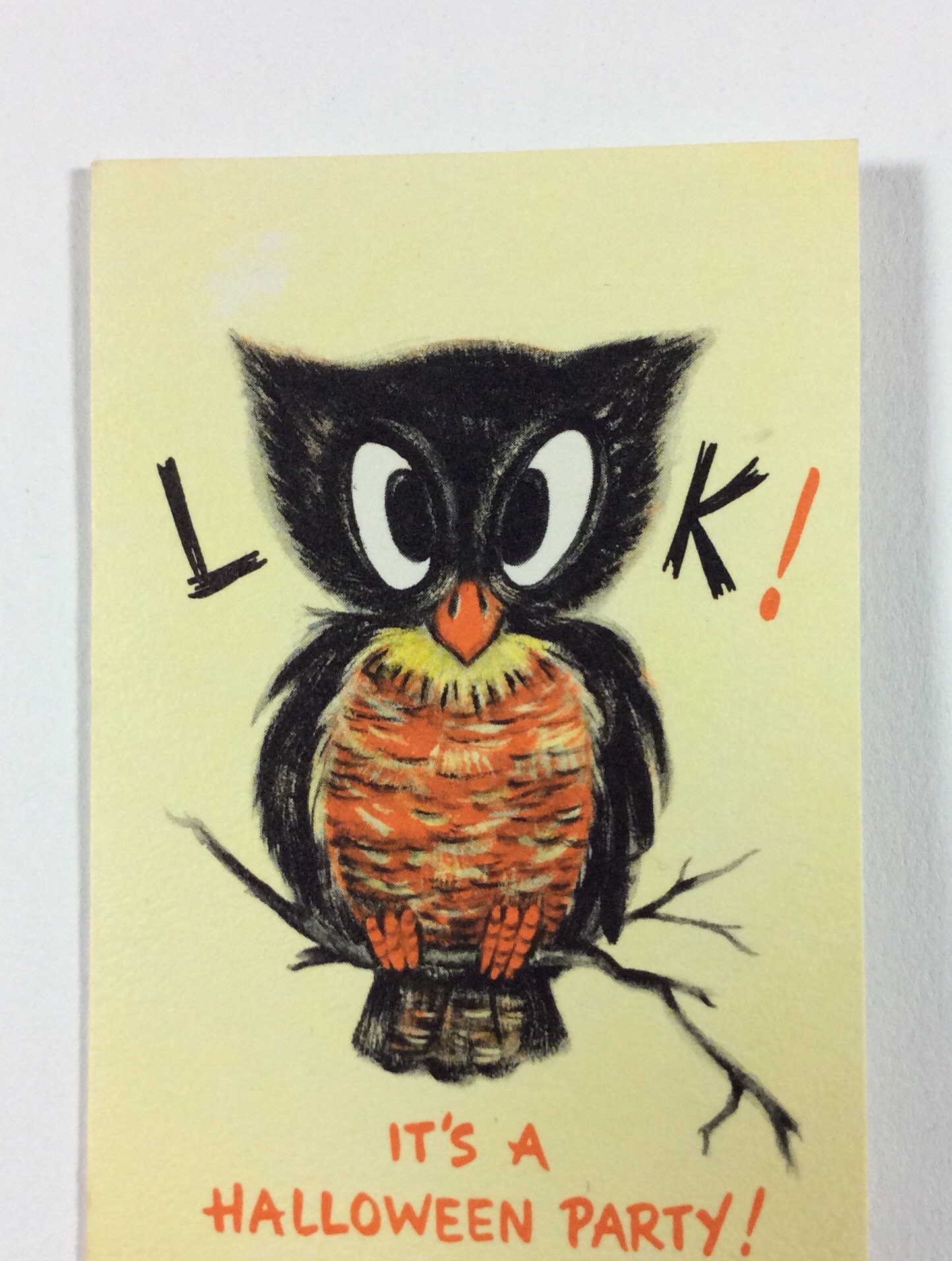Halloween Look Owl Vintage 1950s Unused Hallmark Party Invitation ...