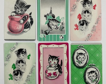 You Choose Art Deco Retro Rare Kitty Cat Kitten Vintage 1940s Playing Swap Trade Card