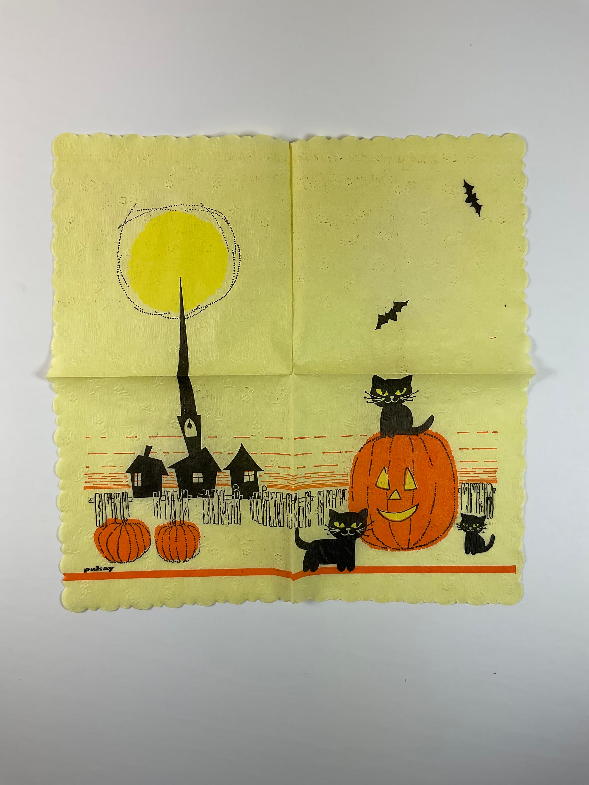 Black Cats & JOL Pumpkin Vintage 1940s Unused Gibson Halloween Paper ...