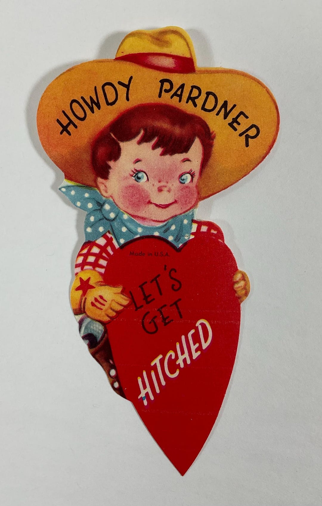 Howdy Pardner Let’s Get Hitched Cowboy Vintage 1950s Unused Valentine ...