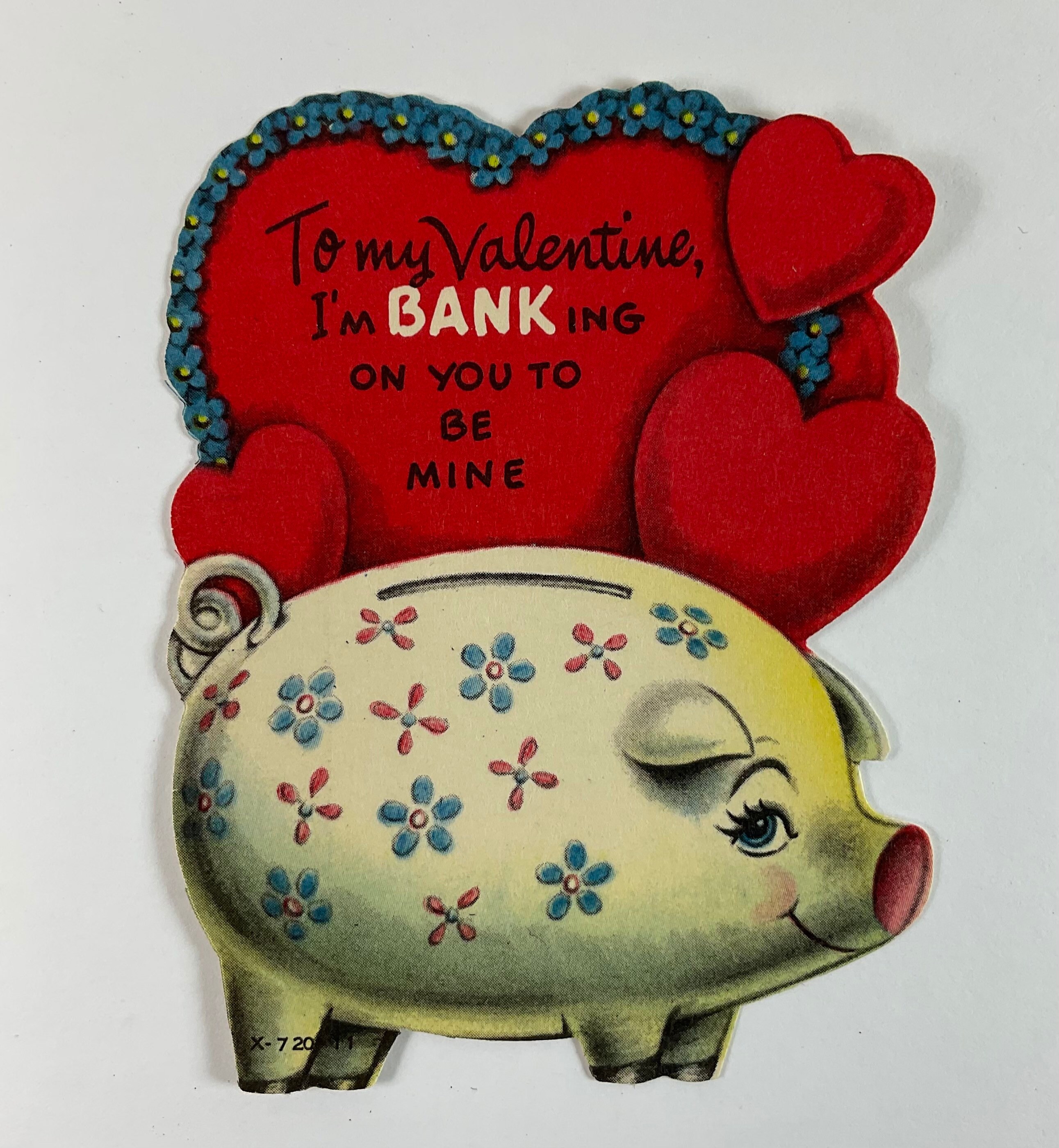 Piggy Pig Money Bank Im Banking on You Vintage Unused Valentine